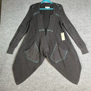 Idyllwind By Miranda Lambert Asymmetrical Cardigan Small Grey Heather Boho NEW